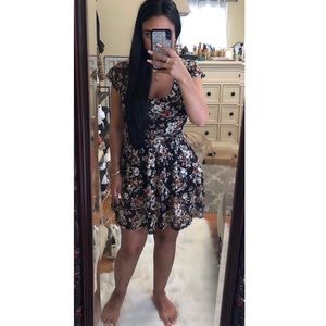 Black floral lace dress, size L